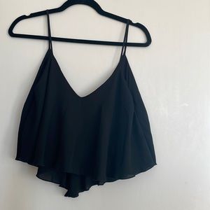 Black Double Deep V Crop Top